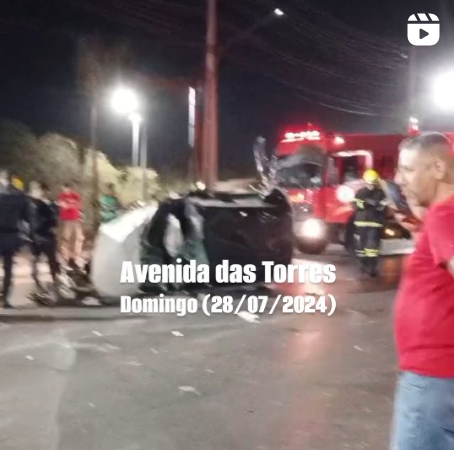 Carro capota na avenida das Torres, em Cuiabá; Vídeo