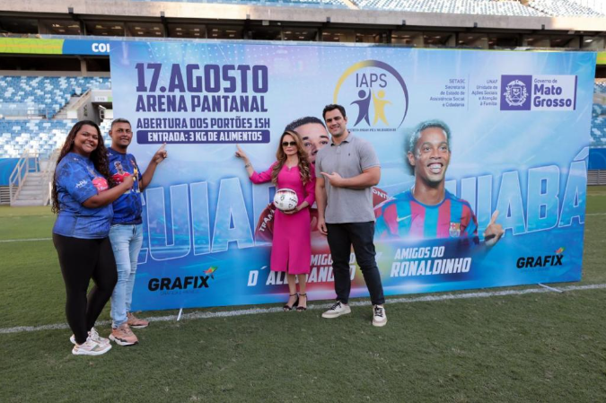 Jogo beneficente terá Ronaldinho na Arena Pantanal