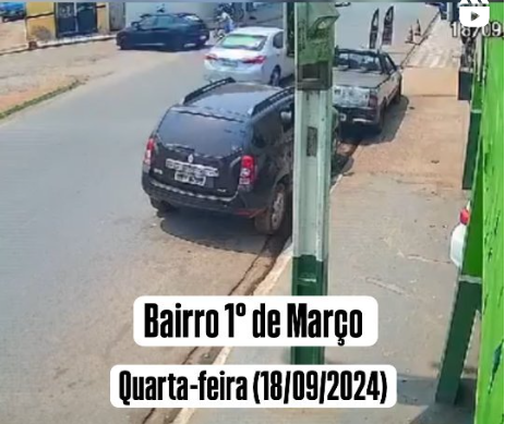 Carro atravessa frente de moto no 1º de Março; Vídeo