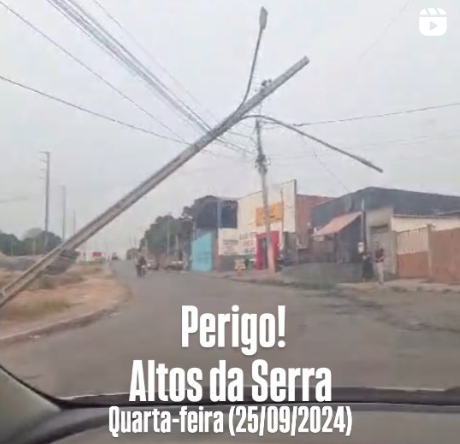 Poste quebra na base na região do Altos da Serra; Vídeo