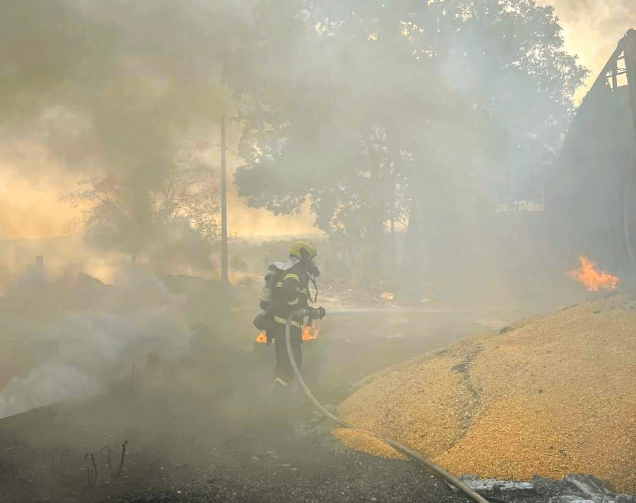 Caminhão carregado de milho pega fogo na BR-364