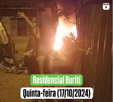 Casa pega fogo e vizinhos ajudam no Residencial Buritis